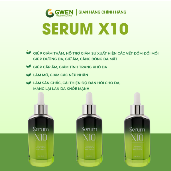 Serum X10 Gwen – Dưỡng Ẩm, Căng Bóng, Giảm Thâm Nám