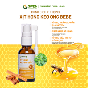 Xịt Họng Keo Ong BeBe Gwen 30ml – Hỗ Trợ Bảo Vệ Họng, Giảm Ho, Ngăn Ngừa Viêm