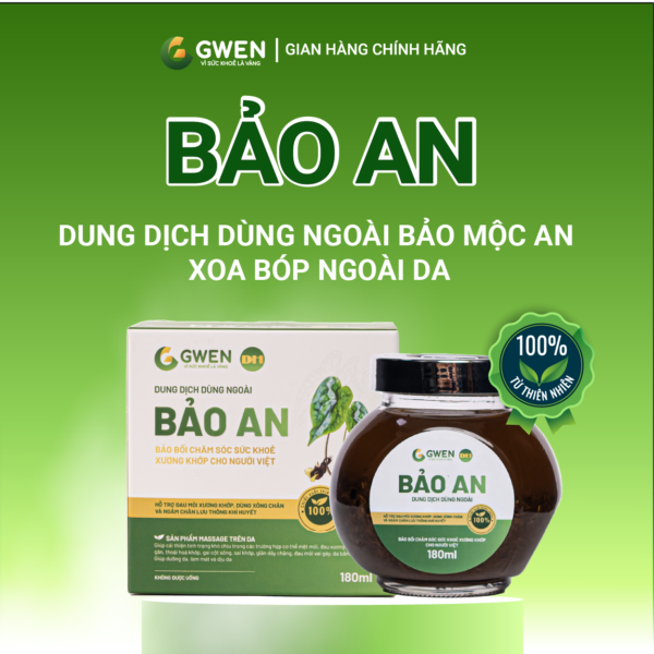 Bảo An Gwen 180ml – Dung Dịch Xoa Bóp Giảm Đau Nhức Xương Khớp, Thư Giãn Cơ Thể