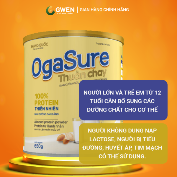 Sữa Hạt Thuần Chay OgaSure Gwen 650g Bổ Sung Dinh Dưỡng Toàn Diện, Tăng Cường Sức Khỏe & Đề Kháng