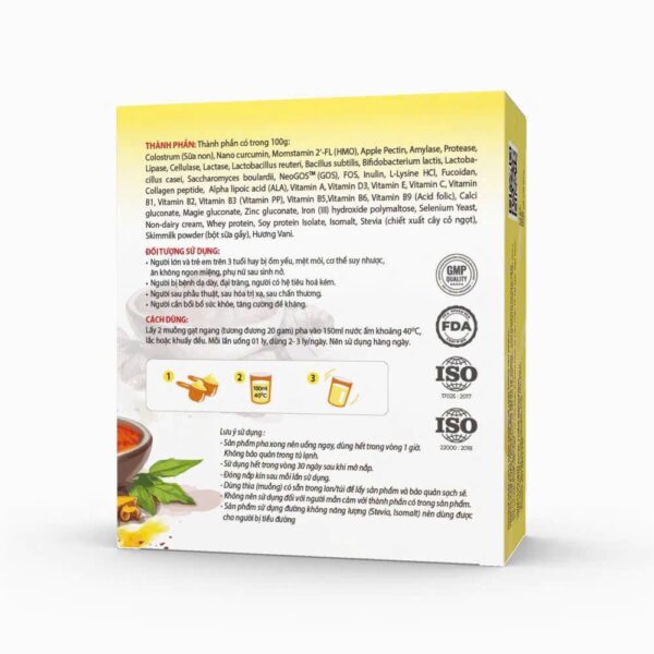 Sữa nghệ Cucurmilk Gold Gwen, hộp giấy 20 gói, Hỗ trợ dạ dày, đại tràng, Nâng Cao Đề Kháng