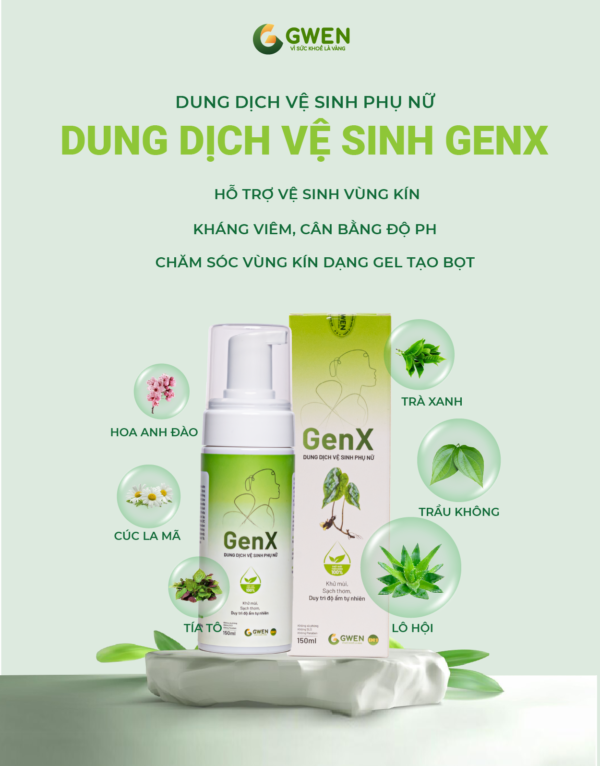 Dung Dịch Vệ Sinh Tạo Bọt GenX Gwen 150ml – Làm Sạch Dịu Nhẹ, Kháng Khuẩn, Khử Mùi