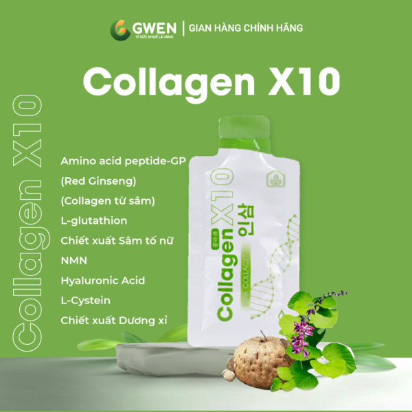 Collagen X10 Gwen - Dưỡng Ẩm, Tăng Đàn Hồi, Sáng Da