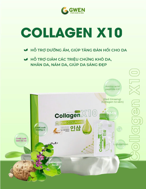 Collagen X10 Gwen - Dưỡng Ẩm, Tăng Đàn Hồi, Sáng Da