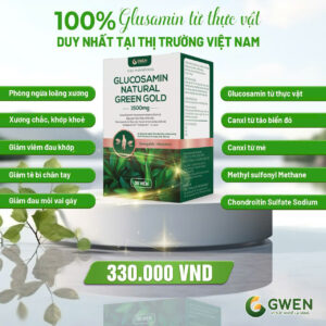 Glucosamin Natural Green Gold Gwen 1500mg Hỗ Trợ Xương Khớp, Giảm Đau Mỏi, Ngăn Ngừa Thoái Hóa