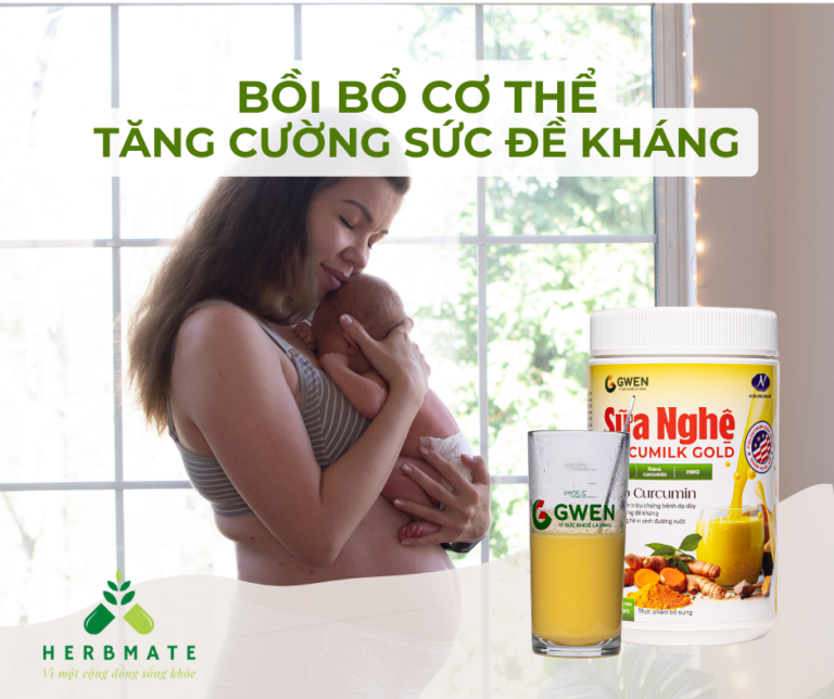 Uống sữa nghệ giúp tăng cường sức đề kháng sau sinh