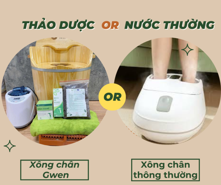 So sảnh xông chân thảo dược Gwen với xông chân thông thường