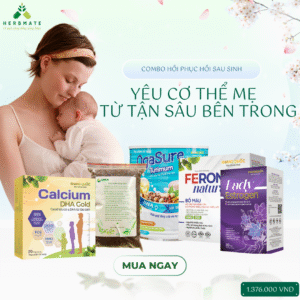 Combo cho mẹ sau sinh: Thảo Dược xông tắm + sữa Tutimum + Lady Estrogen + Bổ Máu + Canxi
