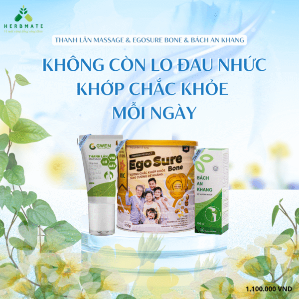 combo Chăm sóc xương khớp Thanh lăn Massage + Bách An Khang + Sữa Ego sure Gold