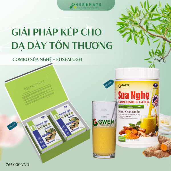 Hỗ Trợ trào ngược dạ dày: Sữa Nghệ + hỗn dịch dạ dày