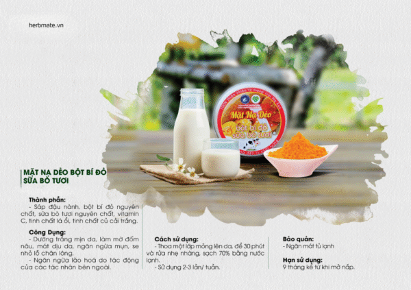 catalog mặt nạ deo sữa tươi và bột bí đỏ mẹ ken