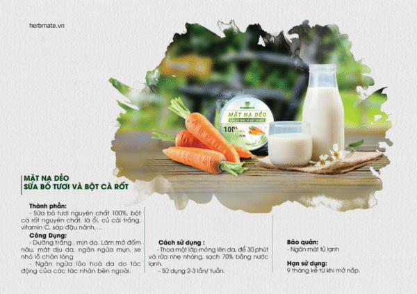 catalog mặt nạ dẻo sữa bò tươi và bột cà rốt 100ml