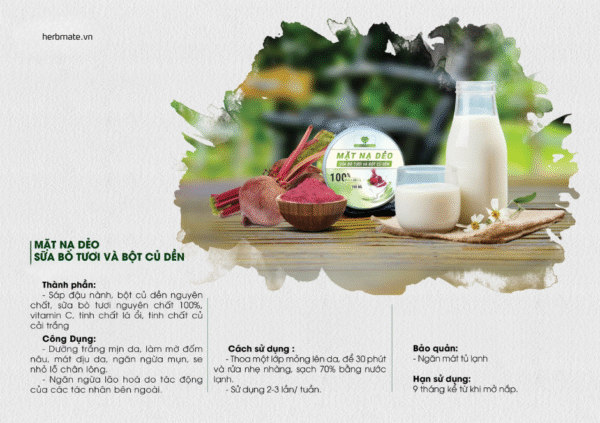 catalog mặt nạ dẻo sữa bò tươi và bột củ dền