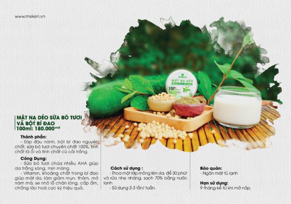 mặt nạ dẻo sữa bò tươi và bột bí đao