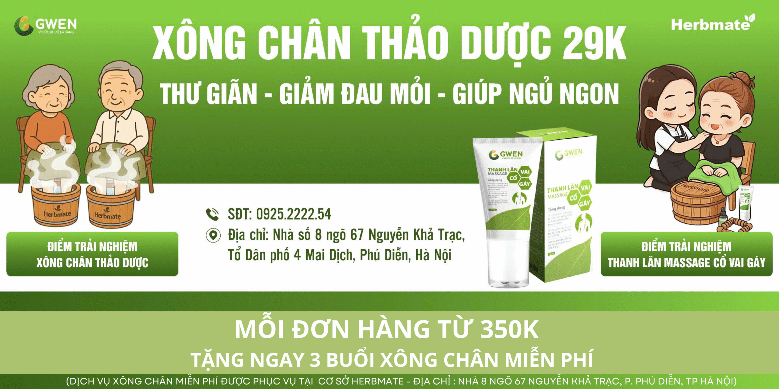mỖI đơn hàng từ 350k tặng ngay 3 buổi xông chân miễn phí