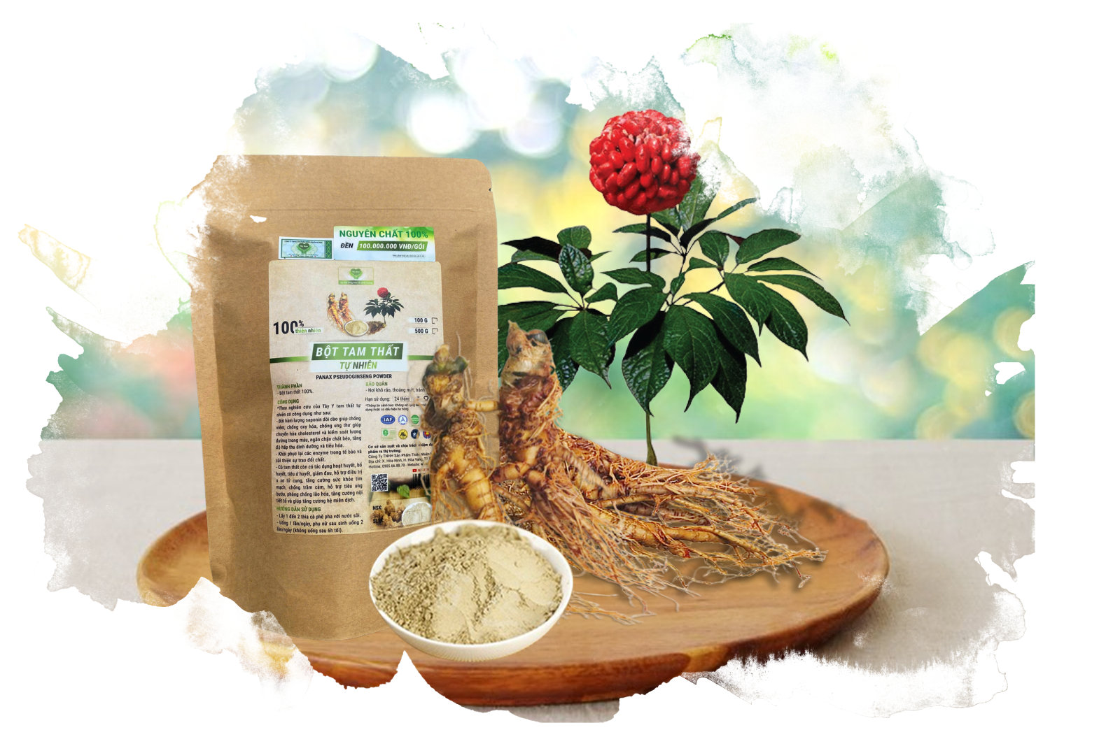BỘT TAM THẤT TỰ NHIÊN 100GR