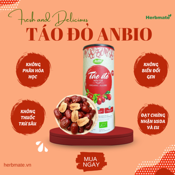 Táo đỏ hộp Táo Đỏ Hữu Cơ Anbio – Hộp 450g - Đánh Thức Vẻ Đẹp Và Sức Sống Từ Thiên Nhiên