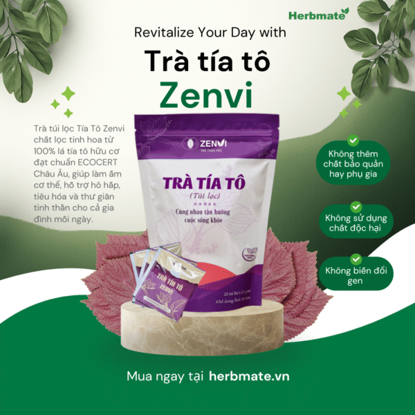 Trà Zenvi đăng Web Trà Tía Tô Túi Lọc Zenvi - Túi Zip 125g - Tinh hoa thảo dược giúp làm ấm cơ thể, hỗ trợ hô hấp và tiêu hóa