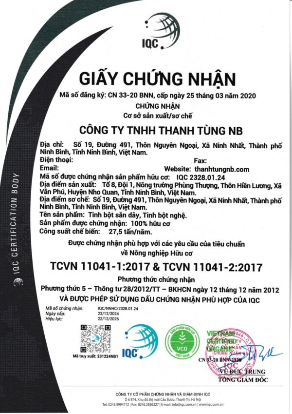 1 Tinh Bột Sắn Dây Hữu Cơ Thanh Tùng NB - Hộp 350g - Chuẩn Giống Ta, Công Nghệ Sấy Lạnh Nhật Bản