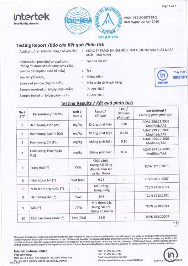 Trà Hoa Cúc Chi Thái Minh - Hũ Vuông 40g - Thanh Nhiệt, Sáng Mắt, An Thần