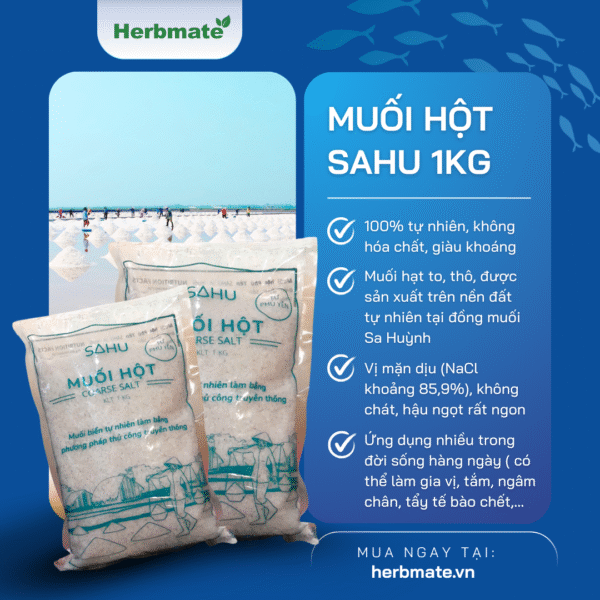 Muối Hột Sahu Phú Yên - Túi 1kg -  Tinh Hoa Muối Biển Truyền Thống