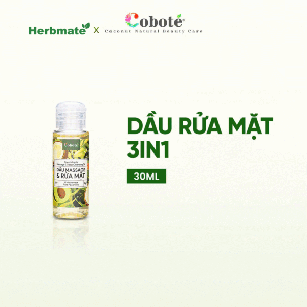 1 Dầu Rửa Mặt 3in1 Coboté 30ml – Làm Sạch Sâu, Nhũ Hóa Nhanh Và Massage Trẻ Hóa