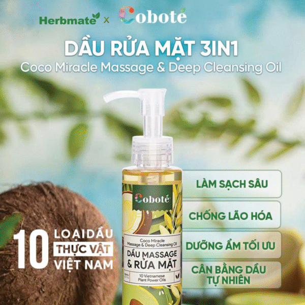 11 Dầu Rửa Mặt 3in1 Coboté 150ml – Làm Sạch Sâu, Nhũ Hóa Nhanh Và Massage Trẻ Hóa