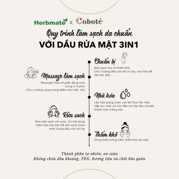 13 Dầu Rửa Mặt 3in1 Coboté 30ml – Làm Sạch Sâu, Nhũ Hóa Nhanh Và Massage Trẻ Hóa
