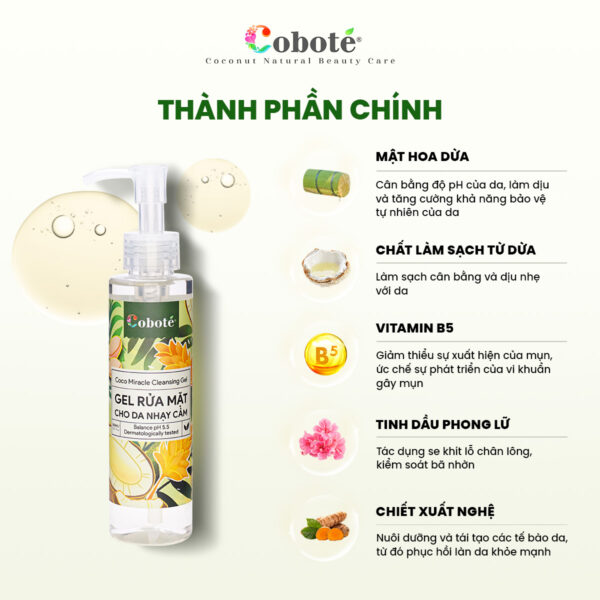 2 Gel Rửa Mặt Cho Da Nhạy Cảm Coboté 150ml – Chăm Sóc Dịu Nhẹ Từ Mật Hoa Dừa