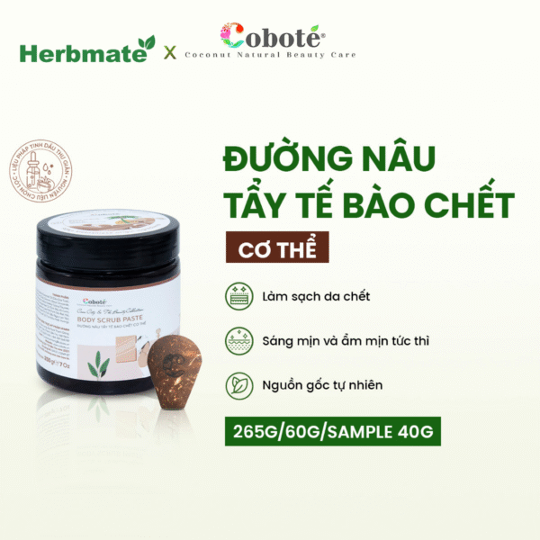 2 Đường Nâu Tẩy Tế Bào Chết Cơ thể Coboté 250g - Liệu Pháp Aromatherapy Cho Làn Da Mịn Mượt