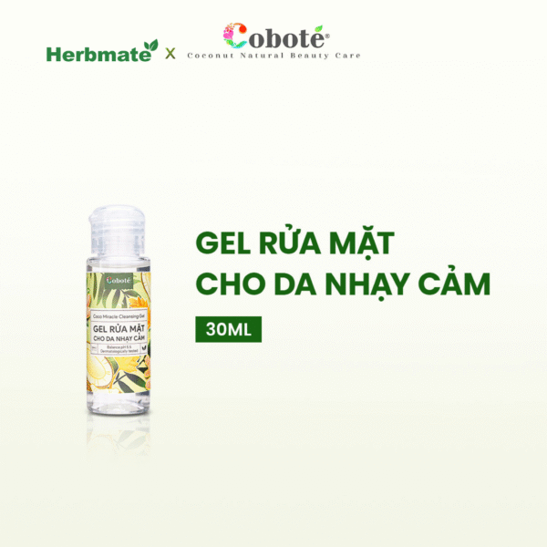 3 Gel Rửa Mặt Cho Da Nhạy Cảm Coboté 30ml – Chăm Sóc Dịu Nhẹ Từ Mật Hoa Dừa