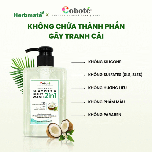 Dầu Tắm Gội Toàn Thân 2in1 Coboté 280ml  – Giải Pháp Chăm Sóc Dịu Nhẹ Cho Cả Gia Đình