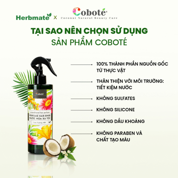 5 Nước Xả Tóc Hương Nước Hoa Coboté 500ml – Chuẩn Mực Mới Cho Mái Tóc Khỏe Đẹp
