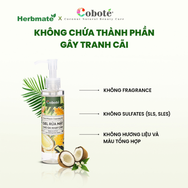 5 Gel Rửa Mặt Cho Da Nhạy Cảm Coboté 150ml – Chăm Sóc Dịu Nhẹ Từ Mật Hoa Dừa