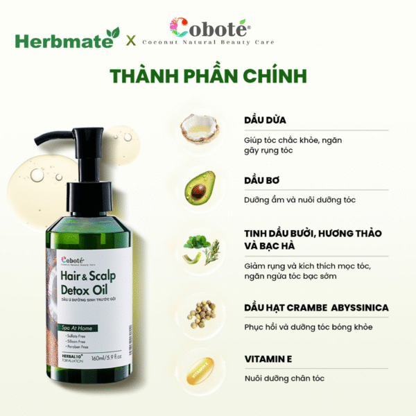 5 Dầu Ủ Dưỡng Sinh Trước Gội Coboté 160ml – "Lá Chắn" Bảo Vệ Và Phục Hồi Tóc Chuyên Sâu