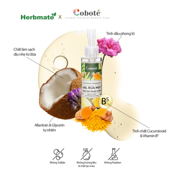 7 Gel Rửa Mặt Cho Da Nhạy Cảm Coboté 150ml – Chăm Sóc Dịu Nhẹ Từ Mật Hoa Dừa
