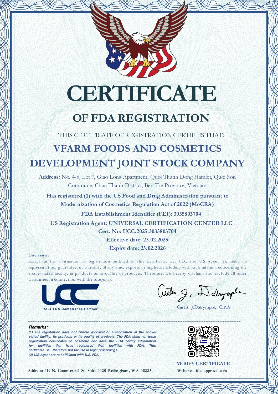 Chứng Nhận Đăng Ký FDA - VFARM Nước Xả Tóc Hương Nước Hoa Coboté 100ml – Chuẩn Mực Mới Cho Mái Tóc Khỏe Đẹp