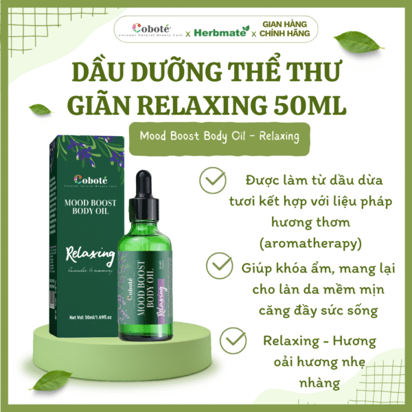 DẦU DƯỠNG THỂ THƯ GIÃN RELAXING 50ML Dầu Dưỡng Thể Thư Giãn Coboté Relaxing 50ml – Khóa Ẩm Và Khơi Gợi Cảm Xúc