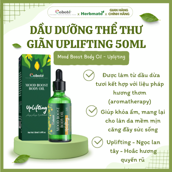 DẦU DƯỠNG THỂ THƯ GIÃN UPLIFTING 50ML Dầu Dưỡng Thể Thư Giãn Coboté Uplifting 50ml – Khóa Ẩm Và Khơi Gợi Cảm Xúc