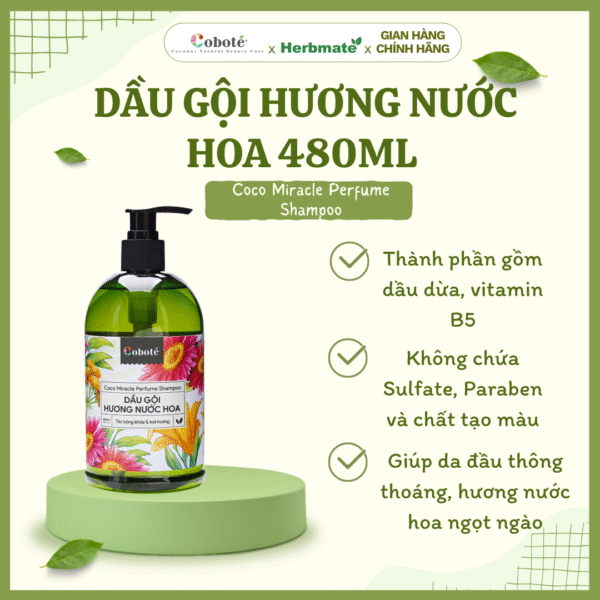 Dầu Gội Hương Nước Hoa Coboté 480ml – Mái Tóc Khỏe Đẹp, Ngát Hương Suốt Ngày Dài