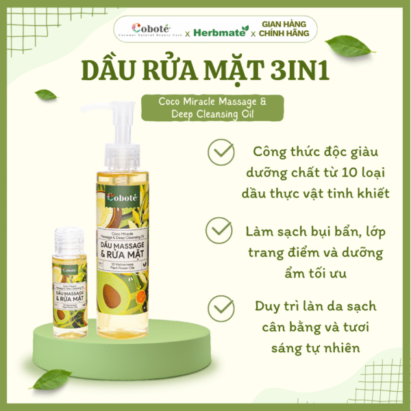 Dầu Rửa Mặt 3in1 Coboté – Làm Sạch Sâu, Nhũ Hóa Nhanh Và Massage Trẻ Hóa