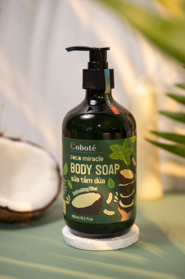 _DSC6687 Sữa Tắm Dưỡng Dừa Hương Bạc Hà Coco Miracle Body Soap Refreshing Coboté 480ml – Sạch Sâu Dịu Nhẹ, Cấp Ẩm Tức Thì