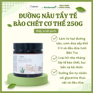 Đường Nâu Tẩy Tế Bào Chết Cơ thể Coboté 250g - Liệu Pháp Aromatherapy Cho Làn Da Mịn Mượt