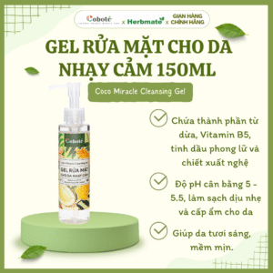 Gel Rửa Mặt Cho Da Nhạy Cảm Coboté 150ml – Chăm Sóc Dịu Nhẹ Từ Mật Hoa Dừa