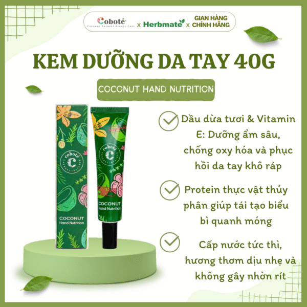 Kem Dưỡng Da Tay Hương Dừa Coboté 40g – Đôi Tay Mềm Mịn Và Móng Chắc Khỏe