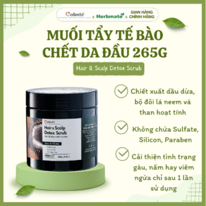 MUỐI TẨY TẾ BÀO CHẾT DA ĐẦU 265G Muối Tẩy Tế Bào Chết Da Đầu Coboté 265g – "Detox" Chuyên Sâu, Sạch Gàu Hết Ngứa