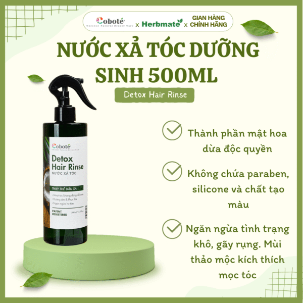 NƯỚC XẢ TÓC DƯỠNG SINH 500ML Nước Xả Tóc Dưỡng Sinh Coboté 500ml – Giải Pháp Thải Độc & Hồi Sinh Mái Tóc Bồng Bềnh