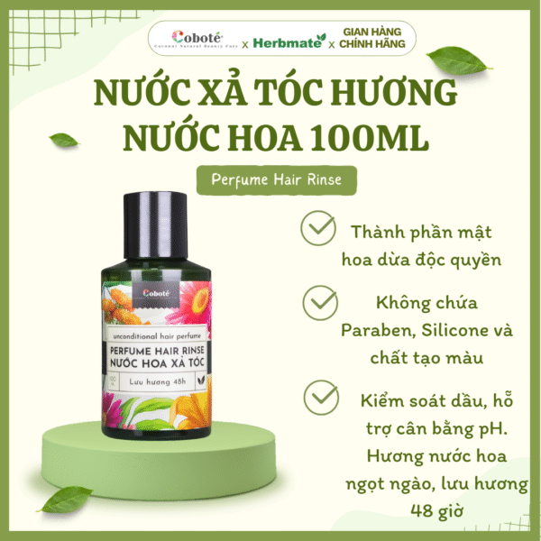 NƯỚC XẢ TÓC HƯƠNG NƯỚC HOA 100ML Nước Xả Tóc Hương Nước Hoa Coboté 100ml – Chuẩn Mực Mới Cho Mái Tóc Khỏe Đẹp
