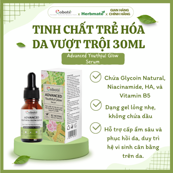 TINH CHẤT TRẺ HÓA DA VƯỢT TRỘI 30ML Tinh Chất Trẻ Hóa Da Vượt Trội Coboté 30ml – Giải Pháp Cấp Ẩm Đa Tầng & Phục Hồi Chuyên Sâu