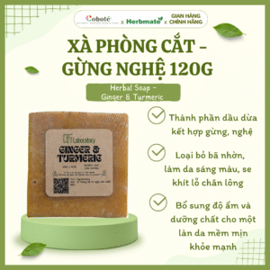 Xà Phòng Thảo Mộc Gừng Nghệ Coboté 120g – Dưỡng Sáng Da & Cải Thiện Lỗ Chân Lông